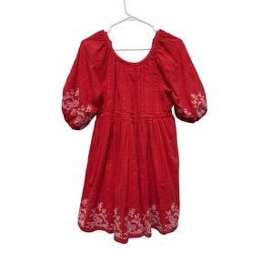 C & V  Dress Coral with white embroidery Size XS